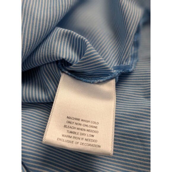 Covington Womans Shirt With Roll Tab Sleeve Plus Sz 24-26W  Blue & White Striped - Picture 9 of 11
